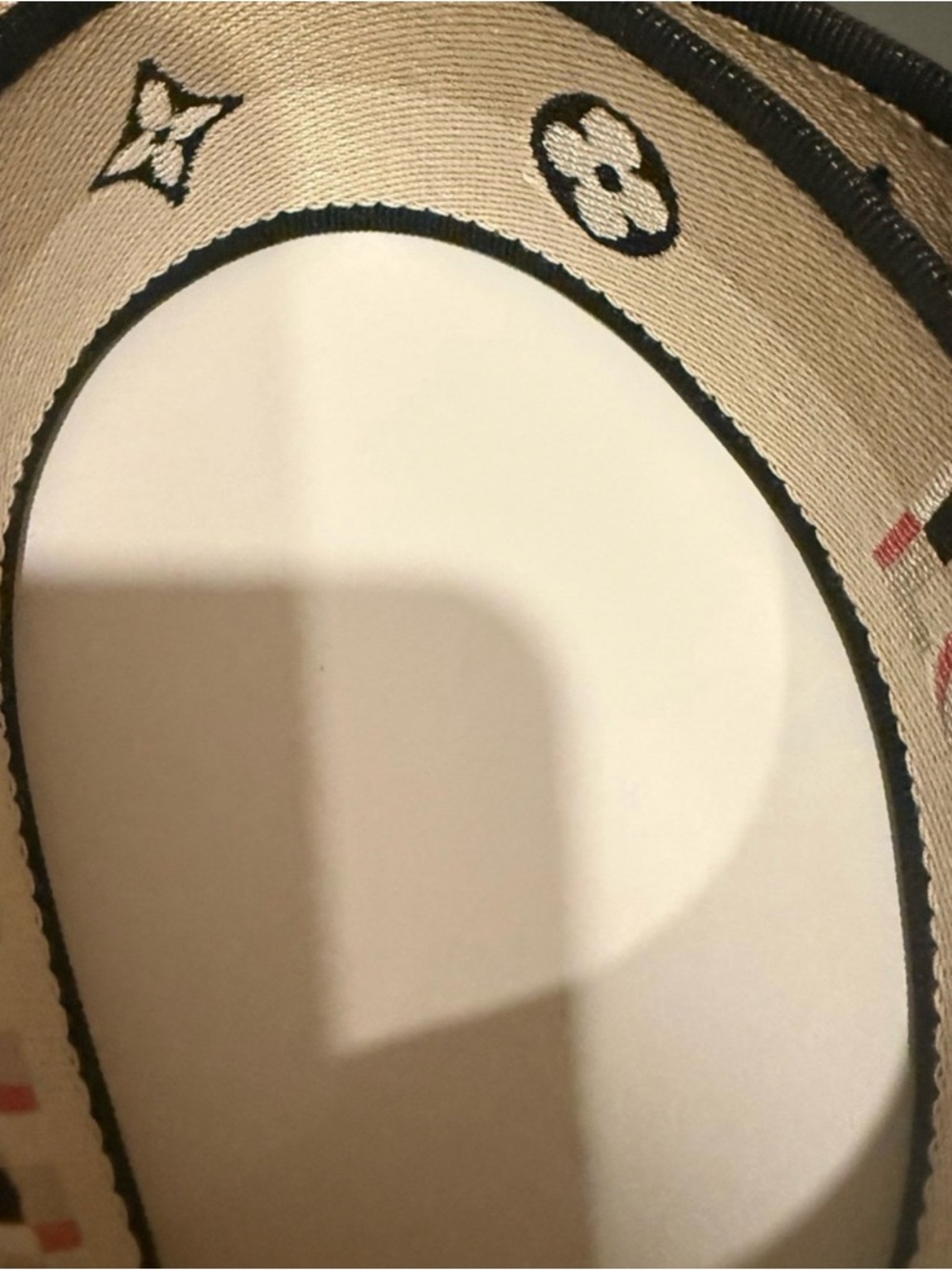 Like New Authentic Louis Vuitton Beige Monogram Logo Strap with Pink Accents - Picture 2 of 6